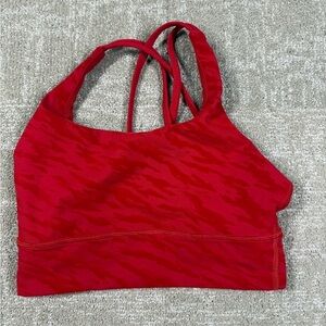 Lululemon Energy Bra Long Line Red Velvet Zebra Active Work Out Size 4